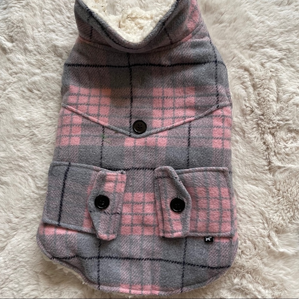Plaid Dog Cost with Wooly Lining. M
